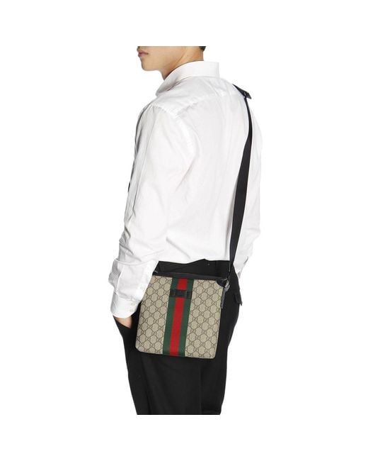 Gucci Web Stripe Supreme Canvas Messenger Bag in Natural for Men | Lyst