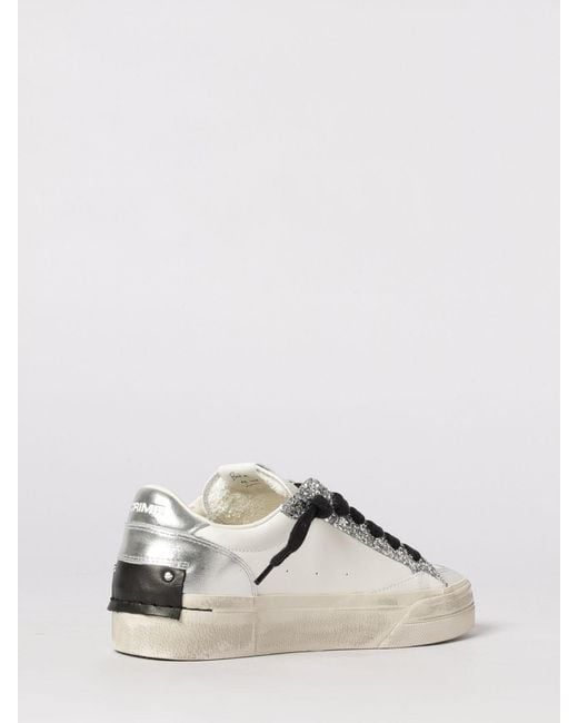 Crime London Natural Soho Leather And Glitter Sneakers