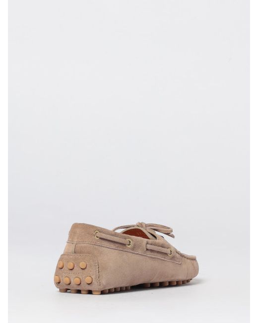 Tod's Natural Gommino Suede Boat Loafers