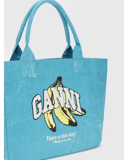Ganni Blue Xxl Tote Bag