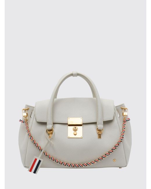 Thom Browne White Mrs.Thom Tasche Aus Genarbtem Leder