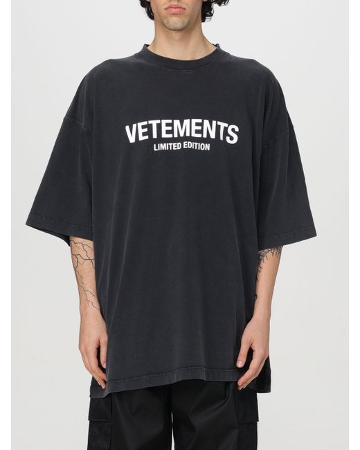 T-shirt in cotone con logo di Vetements in Black da Uomo