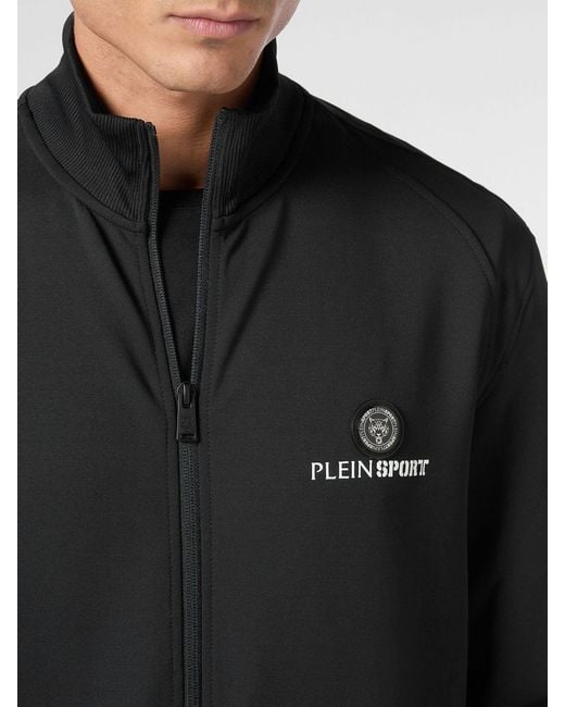 Philipp Plein Gray High Neck Zip-Up Jersey Track Jacket for men