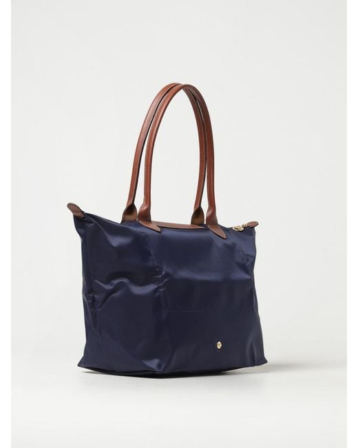 Longchamp Blue Le Pliage Original L Recycled Nylon And Leather Bag