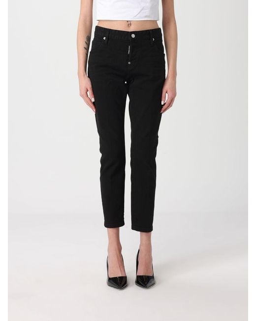Jeans Slim Fit De Denim De Algodón DSquared² de color Black