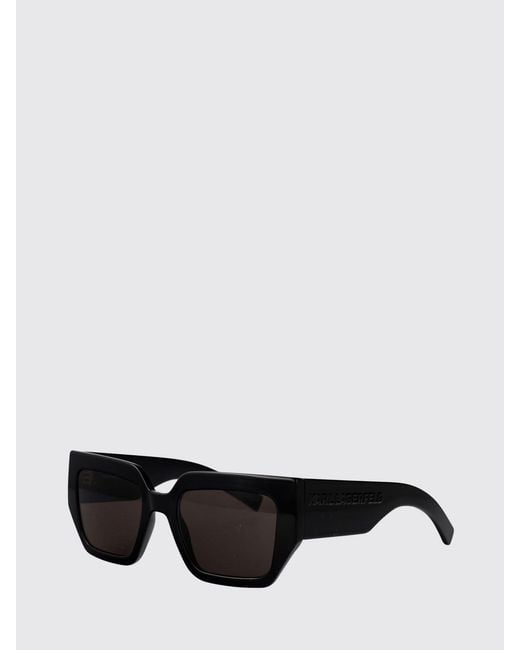Karl Lagerfeld Black Oversized Square Acetate Sunglasses With Tone-On-Tone Logo