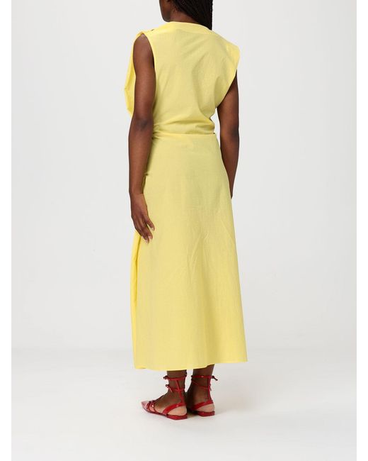 Jacquemus Yellow The Drap Asymmetric Midi Dress