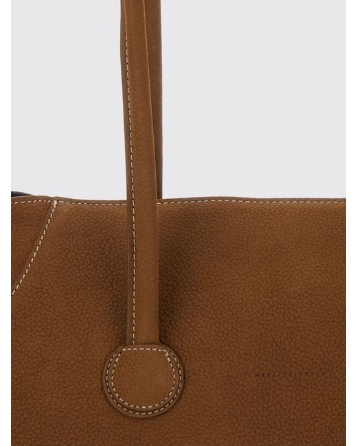 MARGE SHERWOOD White Boat Pebbled Leather Shoulder Bag With Double Handle