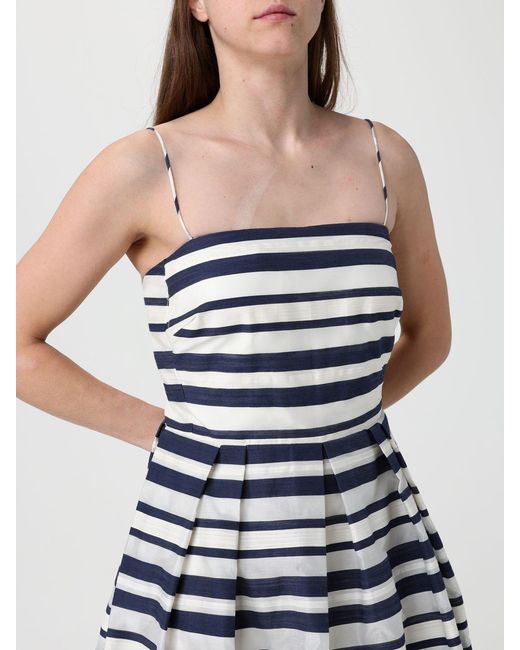 Ralph Lauren Blue Striped Cotton Blend Dress