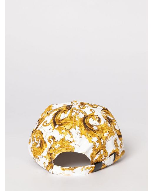 Versace Jeans Couture Metallic Cotton Twill Hat With Baroque Print for men