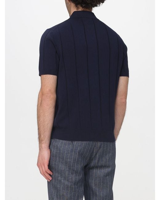 Manuel Ritz Blue Cotton Knit Polo Shirt for men