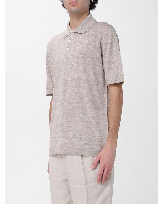 Brunello Cucinelli Gray Linen And Cotton Knit Polo Shirt for men