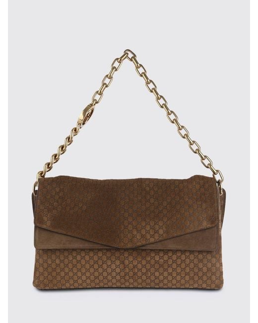 Gucci Brown Interlocking G Suede Bag With Embossed Gg Monogram
