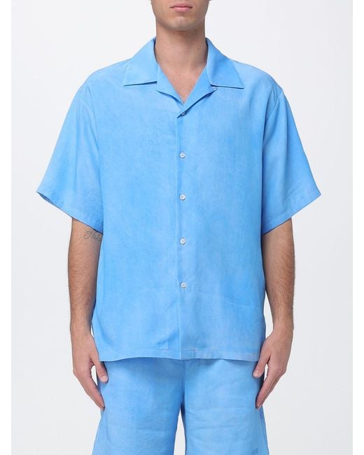 MSGM Blue Casual Lyocell Shirt for men