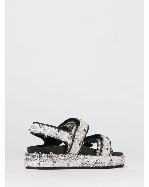Tory Burch White Tweed Sandal