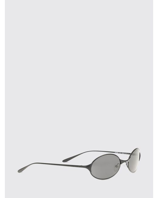 McQueen Black Oval Metal Sunglasses With Engraved Logo And Adjustable Nose Pads