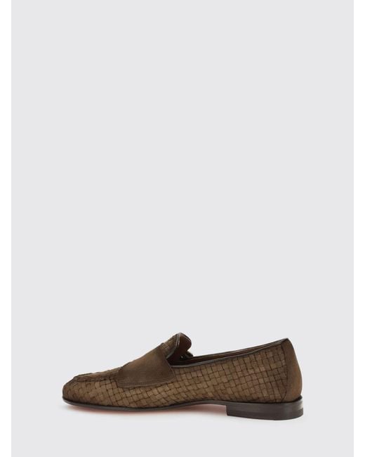 Santoni Brown Woven Suede Monk Strap for men