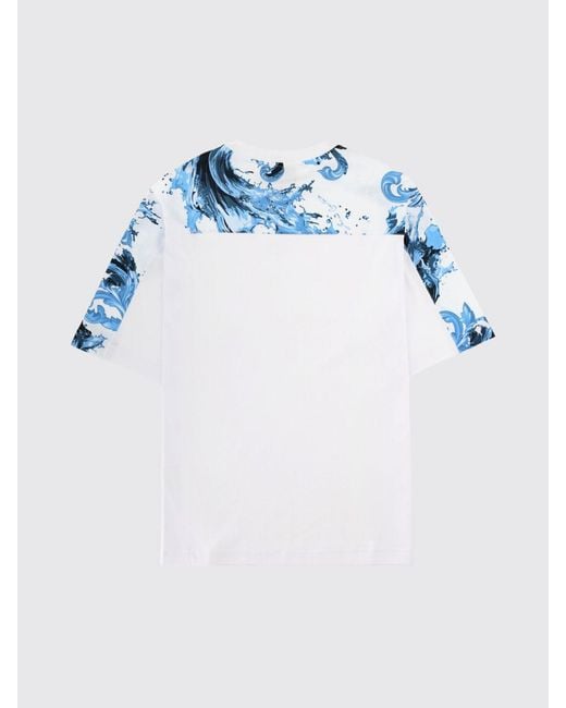 Versace Jeans Couture White Oversized Cotton T-Shirt With Baroque Print for men