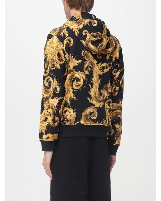 Versace Jeans Couture Blue Hoodie With Baroque Print for men