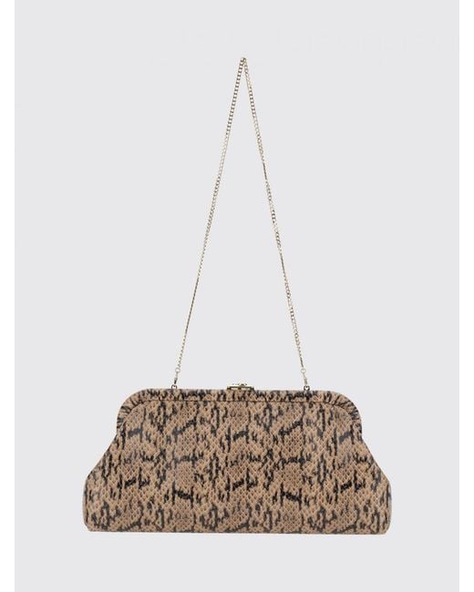Jimmy Choo White Skylar Python-Print Calfskin Clutch With Monogram Logo