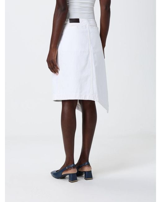 Lemaire White Asymmetric Denim Skirt