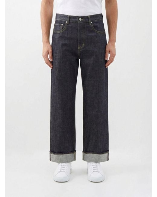 Represent Blue Cotton Denim Wide-Leg Jeans for men
