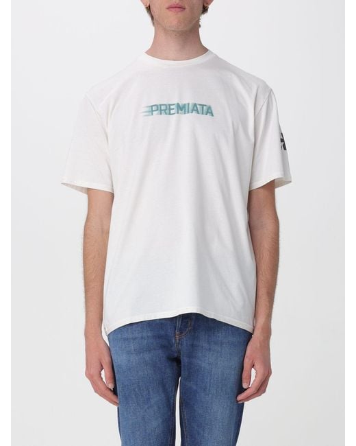 Premiata White Cotton T-Shirt With Printed Logo for men