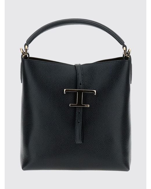Tod's Black Grained Calfskin Shoulder Bag