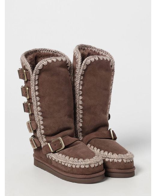 Mou Brown Flat Ankle Boots