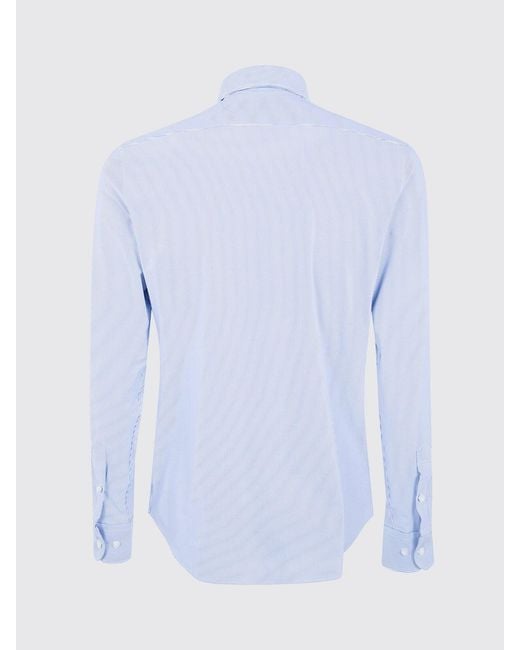 Rrd Blue Striped Technical Fabric Shirt With A Slim Fit And Classic Collar for men