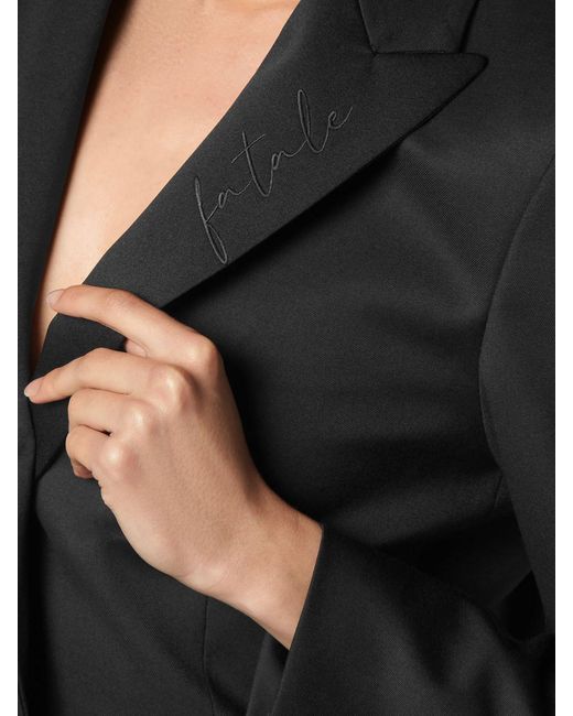 Philipp Plein Black Single-Breasted Cropped Wool-Blend Blazer With Peak Lapels