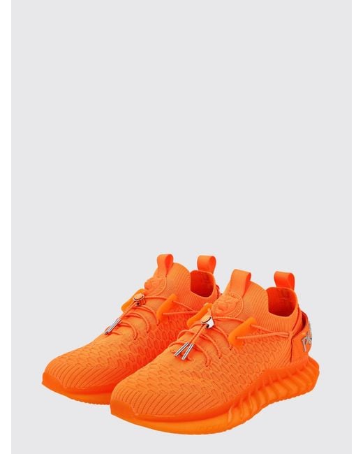 Philipp Plein Orange Technical Knit Low-Top Sneakers With Elasticated Ankle And Double Pull Tab for men