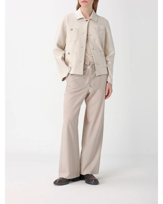 Max Mara Natural Virgin Wool Trousers With Drawstring
