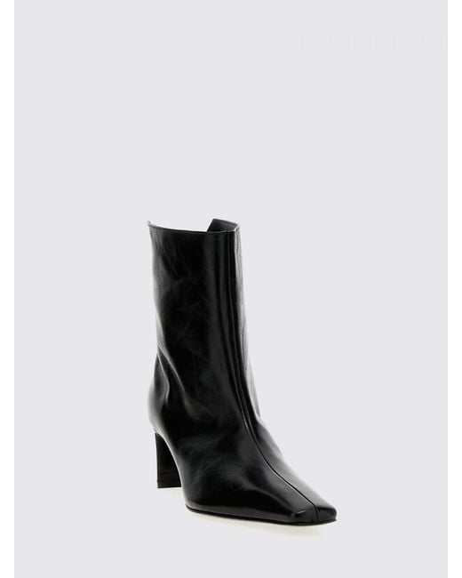 Khaite Black Ona Leather Ankle Boots