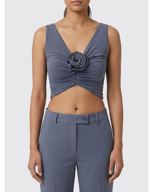 Magda Butrym Blue Crop Top With Flower