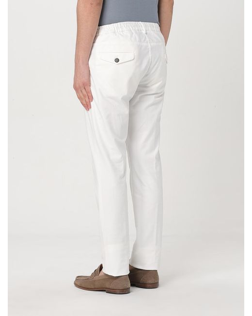 Eleventy White Cotton Blend Pants With Drawstring for men