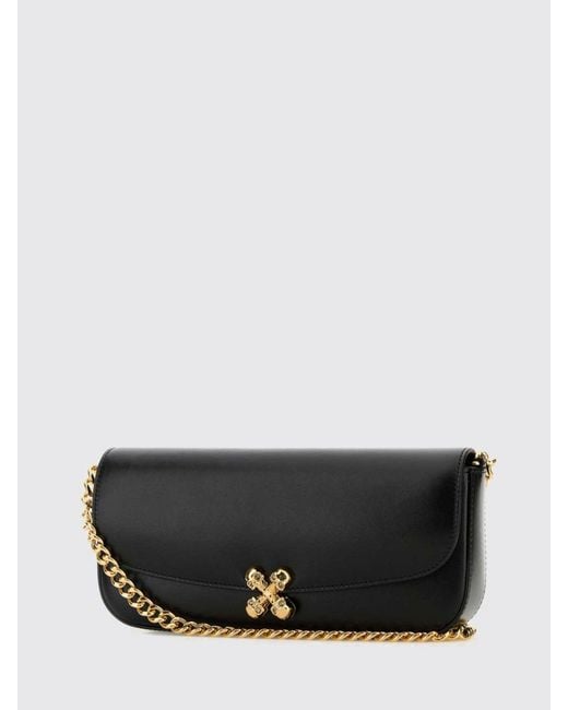 McQueen Black Skull Flower Leather Bag