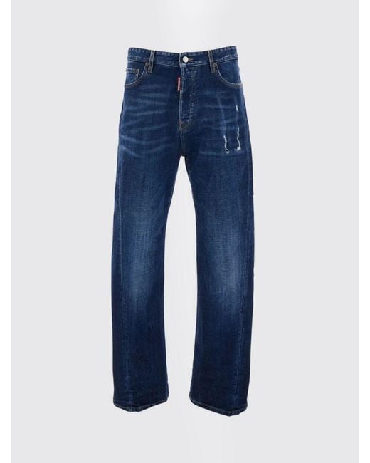 DSquared² Blue Straight Cotton Denim Jeans for men