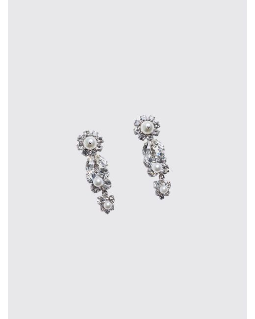 Simone Rocha Blue Daisy Brass Earrings With Set Rhinestones
