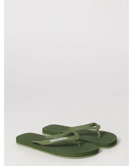 DSquared² Green Rubber Flip Flops for men