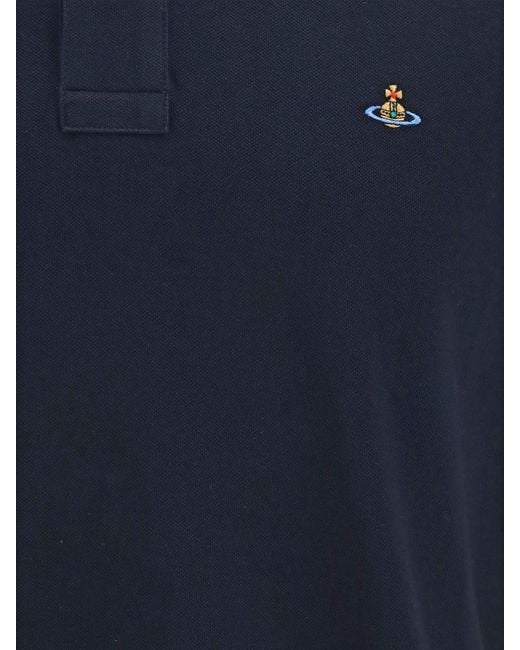 Vivienne Westwood Blue Orb Logo Cotton Polo With Contrast Tipping for men