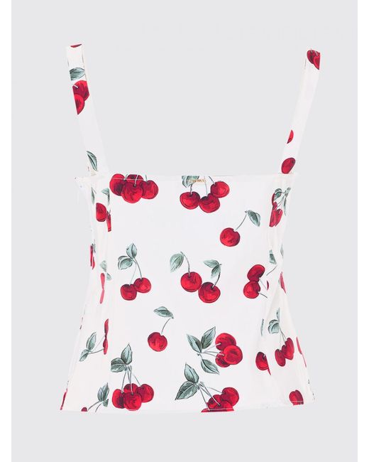 Twinset White Cotton Top With Fruit Print