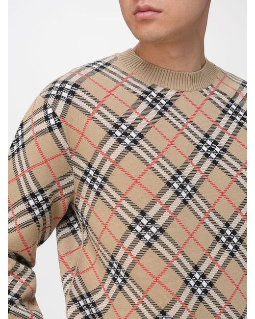 Burberry Gray Cotton And Wool Crew-Neck Pullover for men
