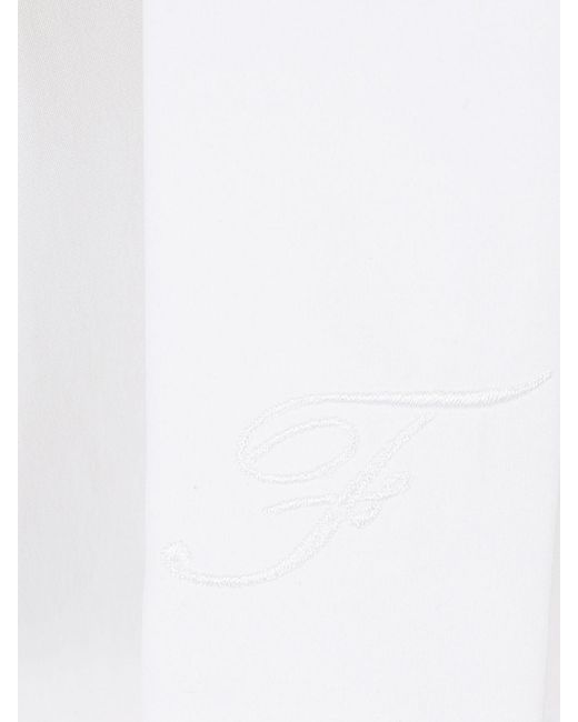Elisabetta Franchi White Cotton Blouse With Pussy-Bow Collar And Concealed Buttons