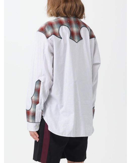 Maison Margiela White Checked Cotton Twill Shirt
