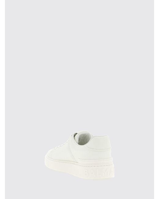 Balmain White B-Court Bicolour Smooth Calf Leather Trainers for men