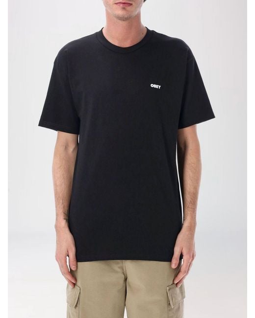 Obey Black Printed Cotton T-Shirt for men