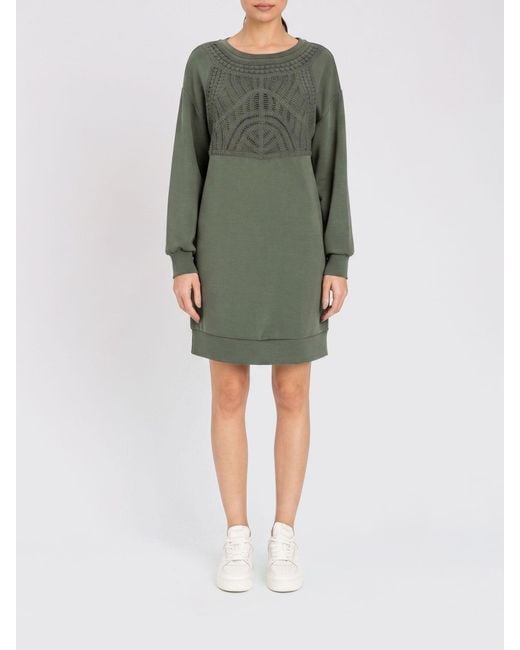 Twinset Green Jersey Sweatshirt Dress