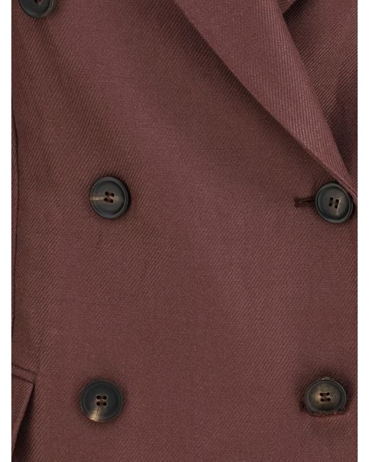 Brunello Cucinelli Purple Double-Breasted Linen Blazer