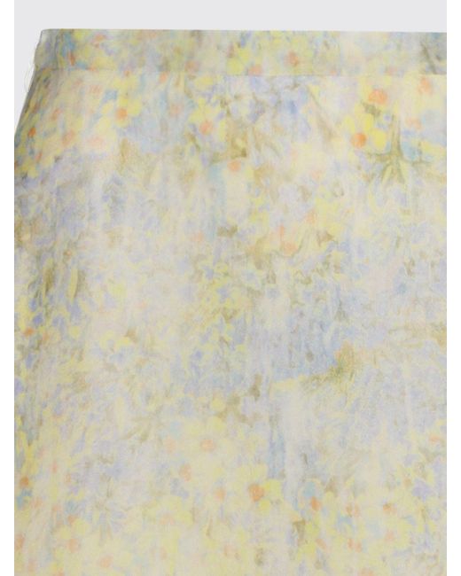 Alberta Ferretti Natural Organza Midi Skirt With Floral Print
